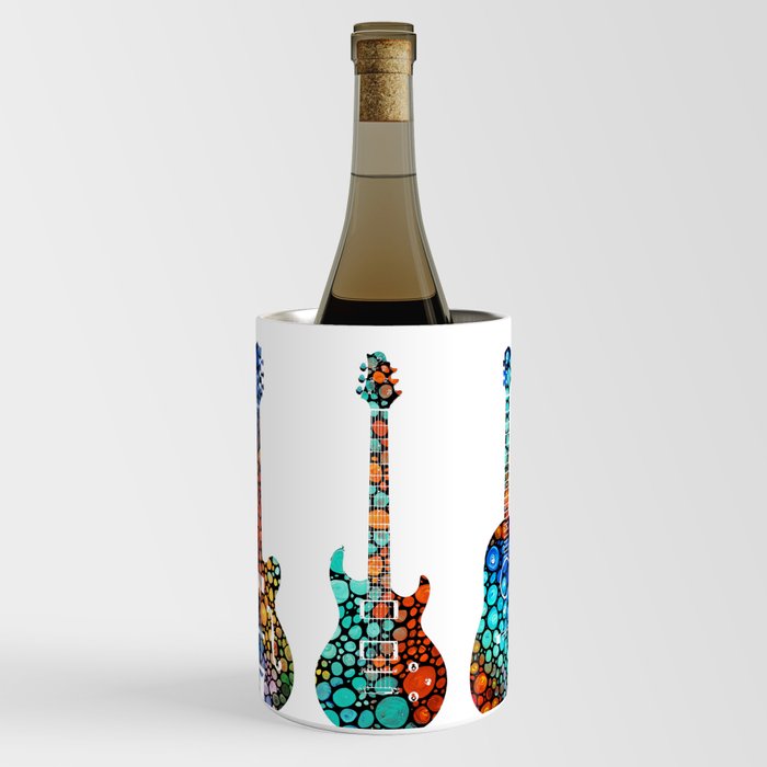 Modern Mosaic Music Art Three Colorful Guitars Wine Chiller