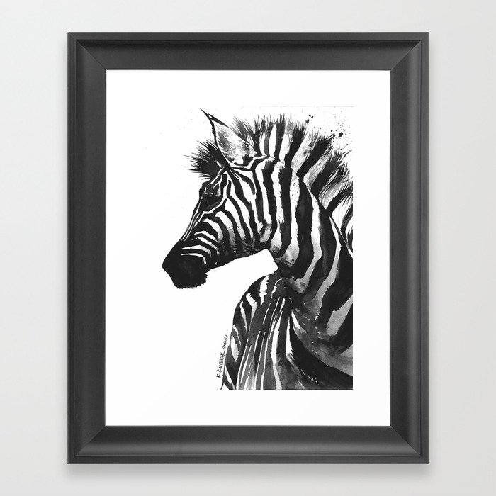 Zebra head - watercolor art Framed Art Print
