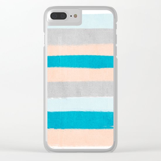 Painted stripes minimal bright summer palette boho striped decor minimalist Clear iPhone Case