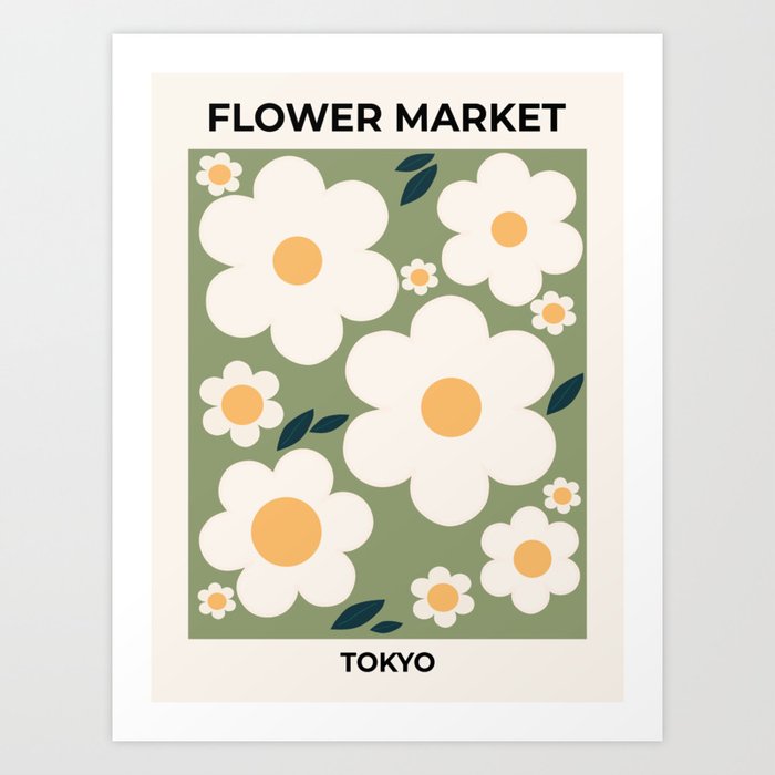 Flower Market Tokyo Floral Art Modern Abstract Flowers Retro Flowers Print Botanical Art Print