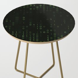 Green background of matrix with binary code Side Table