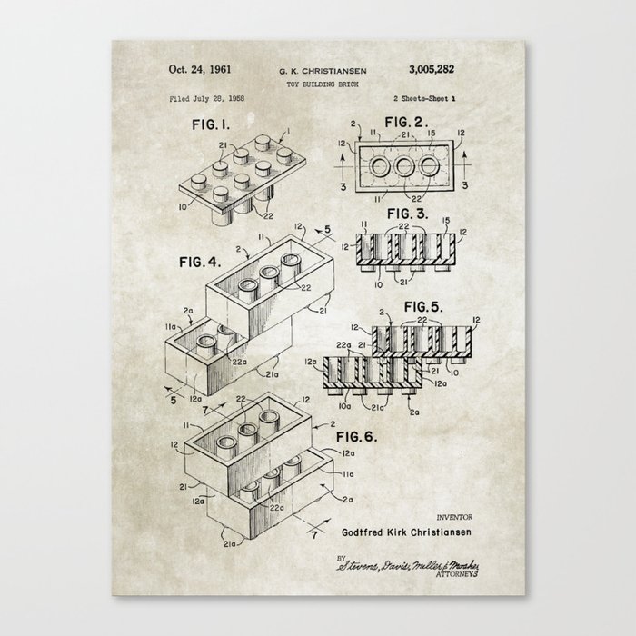Lego/patent Canvas Print