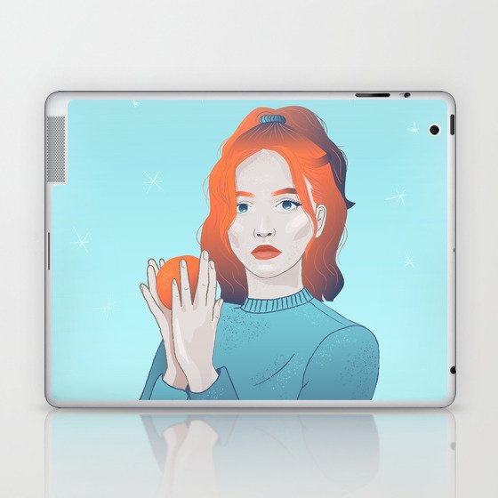 red-haired girl with Mandarins Laptop & iPad Skin
