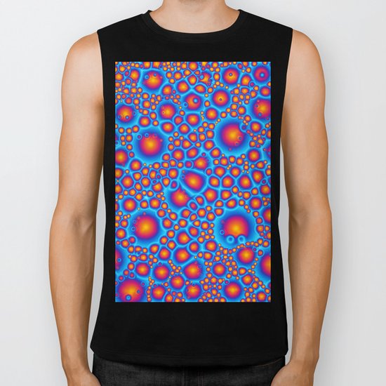 Blue And Orange Bubbles Biker Tank