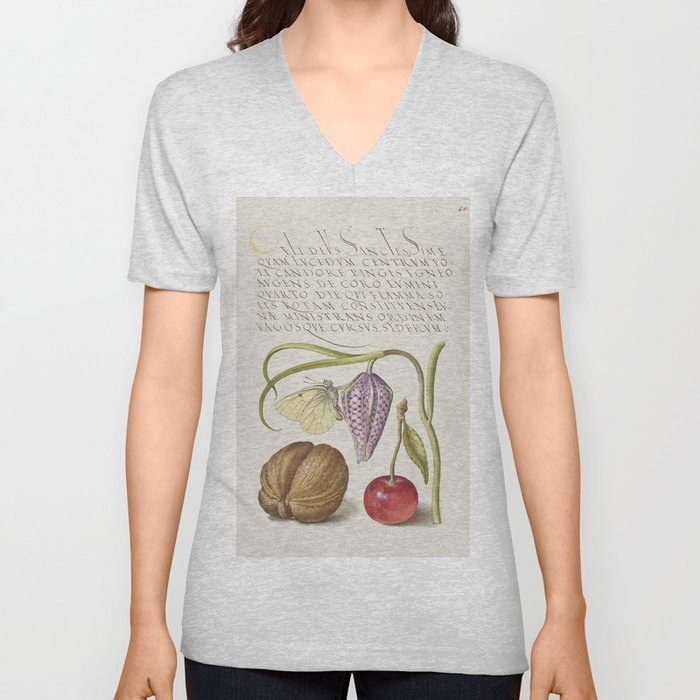 Vintage vegetables calligraphic poster V Neck T Shirt