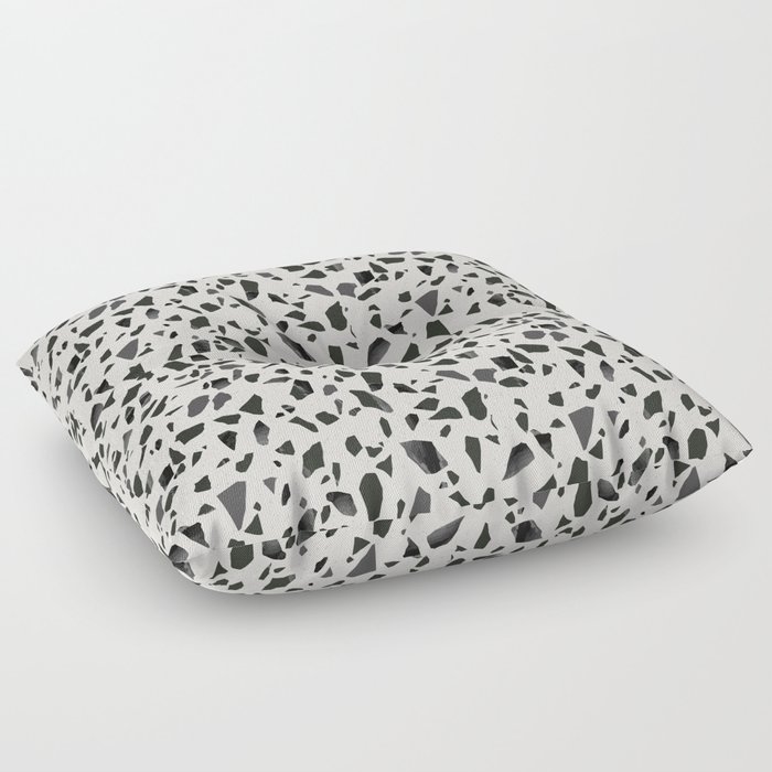 Black and white terrazzo flooring seamless pattern Floor Pillow