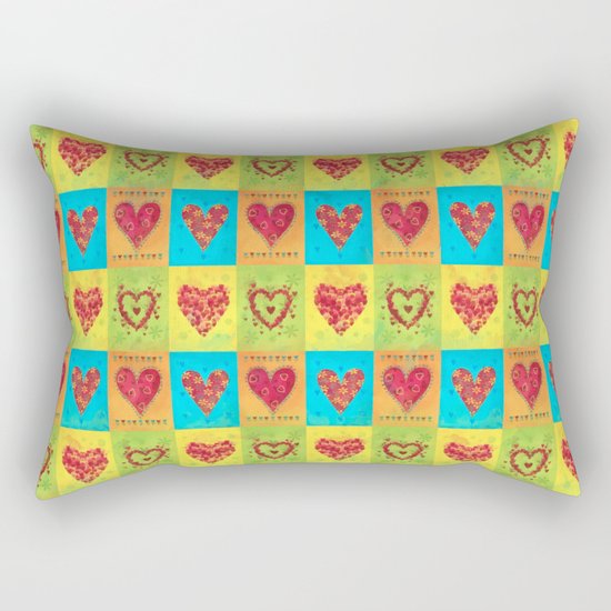 Colorful hearts pattern Rectangular Pillow