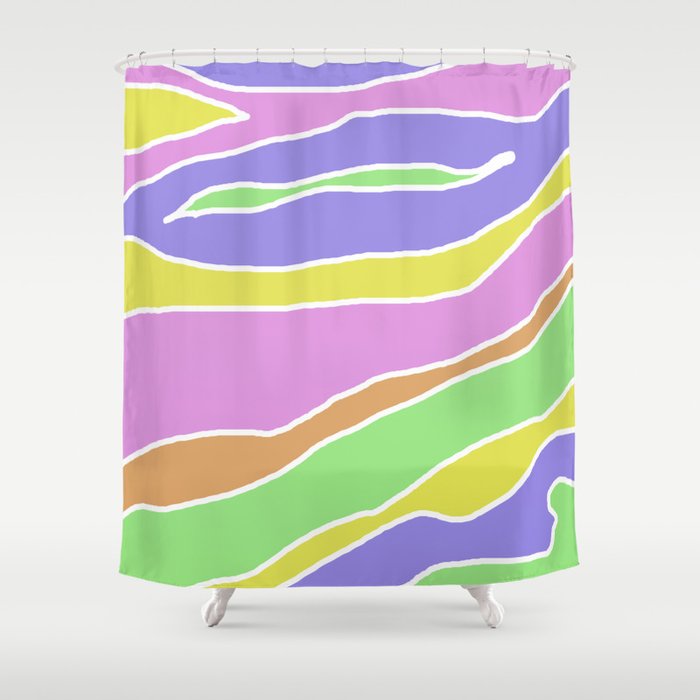Pastel Current - Pink, blue, yellow and green pastel abstract painting Shower Curtain