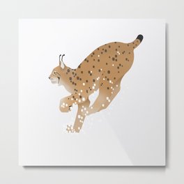 Eurasian lynx - Run Metal Print | Snow, Digital, Nature, Minimal, Lynx, Winter, White, Wildlife, Cold, Geometric 