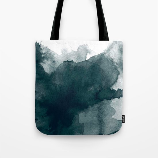 Dark Green Watercolor Marble Tote Bag