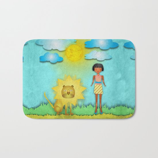 The girl and the lion Bath Mat