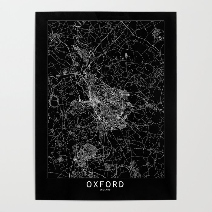 Oxford Black Map Poster