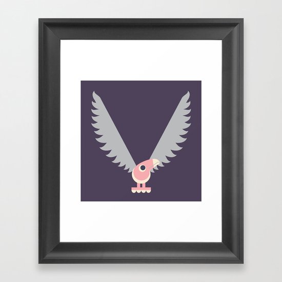 Letter V // Animal Alphabet // Vulture Monogram Framed Art Print