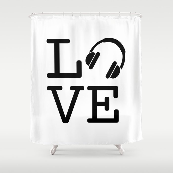 Headphone LOVE Shower Curtain