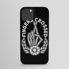 Fingers Crossed iPhone Case | Hand, Digital, Fingerscrossed, Reaper, Skeleton, Skeletonhand, Tattoo, Grim, Floral, Rose 
