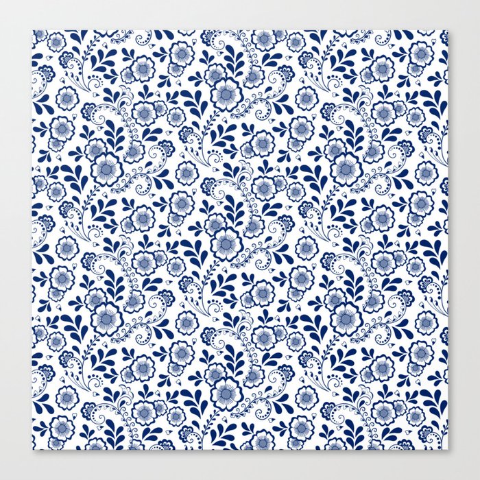 Blue Eastern Floral Pattern Canvas Print