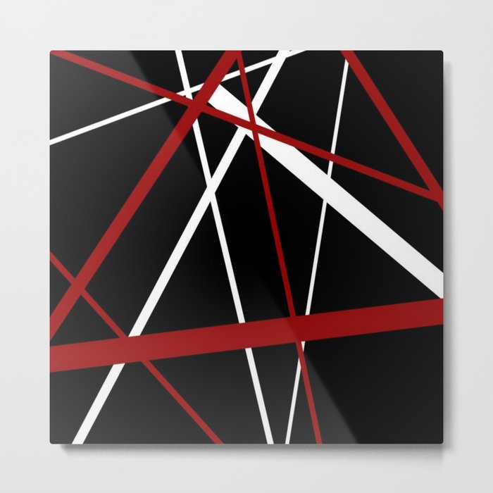 Red and White Stripes on A Black Background Metal Print