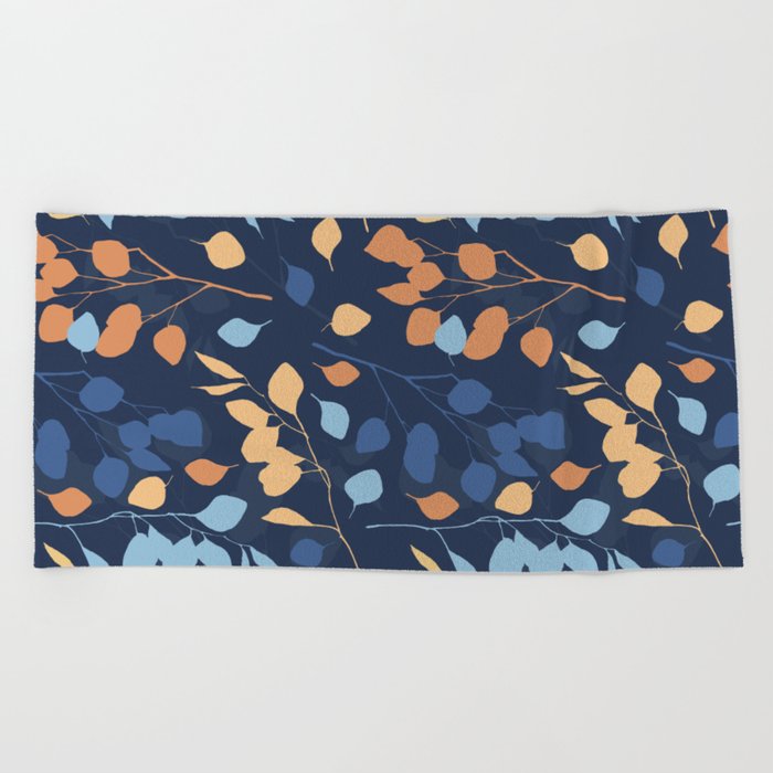 Eucalyptus Leaves Floral Foliage Pattern Modern Beach Towel