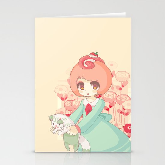 pixel cakeroll Stationery Cards