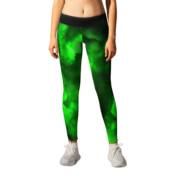 Envy - Abstract In Black And Neon Green Leggings
