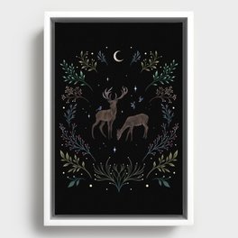 Deers in the Moonlight Framed Canvas