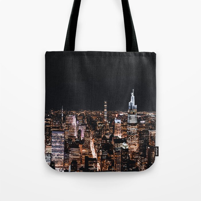 New York City Skyline at Night | Panoramic Photography Tote Bag