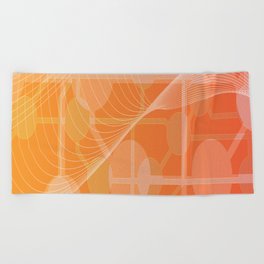 Abstract tech background design in orange. Beach Towel