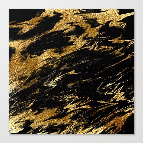 Luxury and sparkle gold glitter and black marble on #Society6 Canvas Print