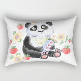 Baby Panda with strawberryes, Girl Baby shower  Rectangular Pillow