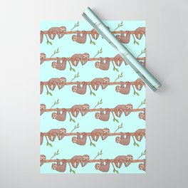 Lazy Baby Sloth Pattern Wrapping Paper
