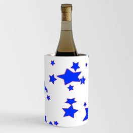     AMERICANA JULY 4TH PATRIOTIC BLUE STARS WHITE ART Wine Chiller