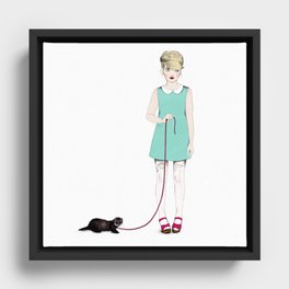 The girl with the ferret Framed Canvas
