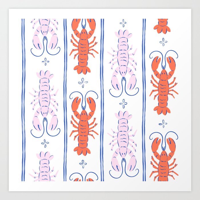 Lobster Stripe Pattern Art Print