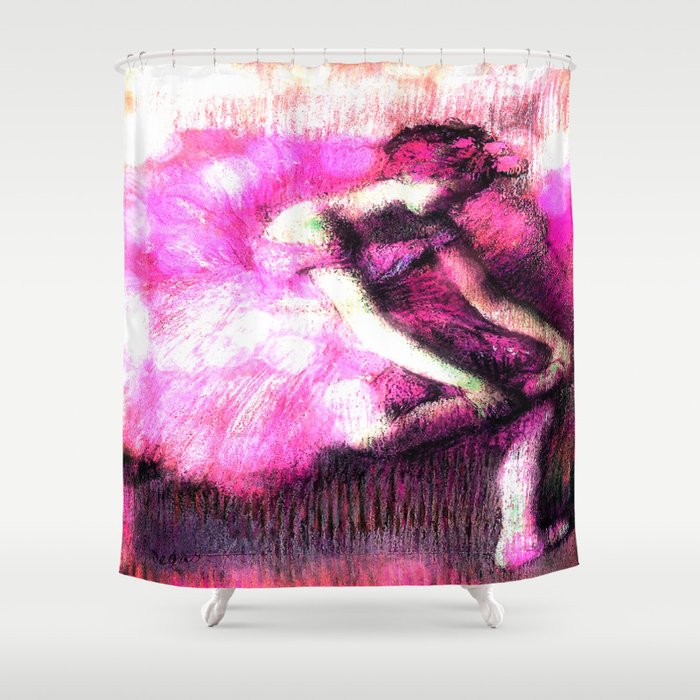 Degas The Dancer Hot Pink Bokeh Shower Curtain