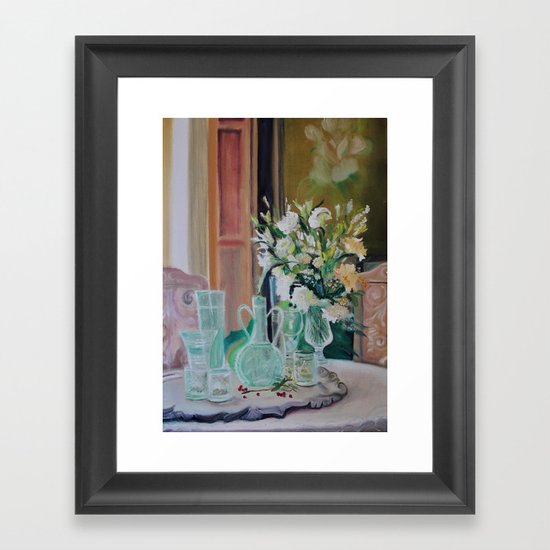 Bunch of white flowers Framed Art Print