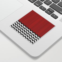Red Black White Chevron Room w/ Curtains Sticker