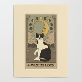 The Waxing Moon Cat Poster
