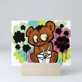 Cartoon Ramen Bear Mini Art Print