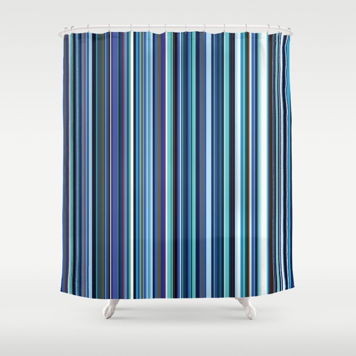 Old Skool Stripes Blues Extra Wide Shower Curtain By Anguru Society6 Old Skool Stripes Blues Extra Wide, Extra Wide Shower Curtain