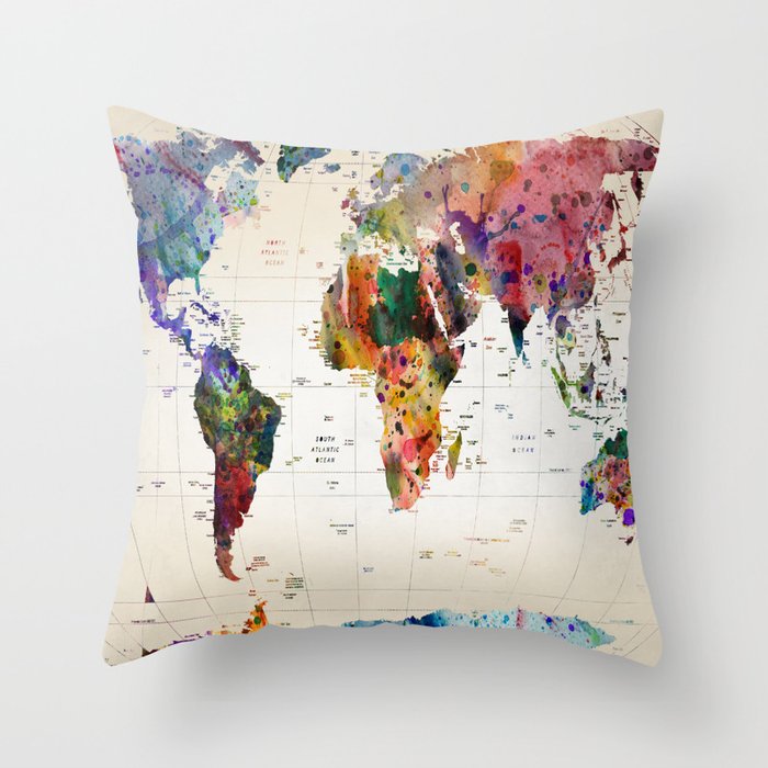 map Throw Pillow by markashkenazi | Society6