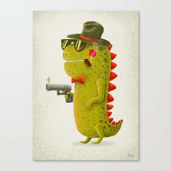 Dino bandito (olive) Canvas Print
