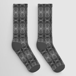 Liquid Light Series 7 ~ Grey Abstract Fractal Pattern Socks