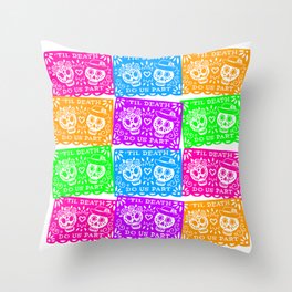 Day of the Dead Sugar Skull Papel Picado Flags Throw Pillow