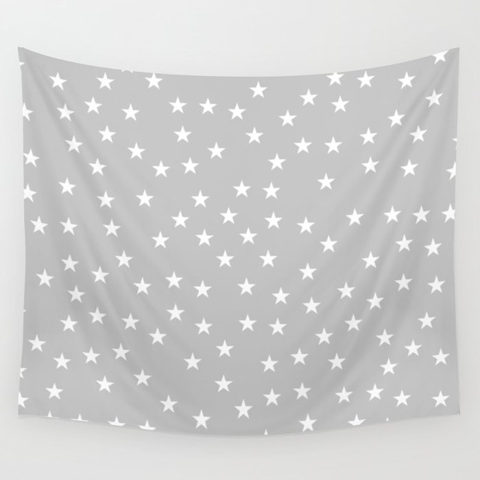 Light grey background with white stars seamless pattern Wall Tapestry