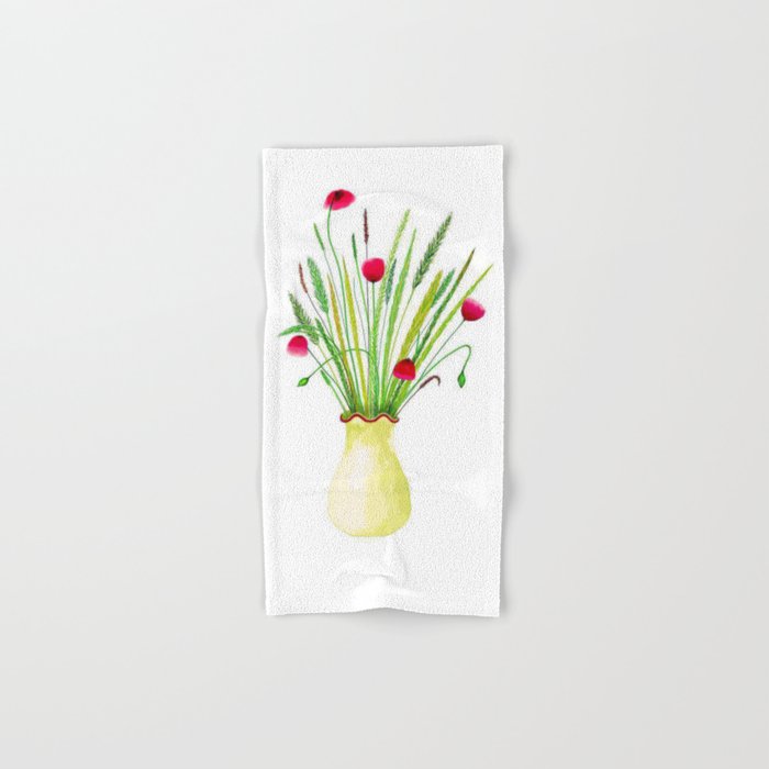 Poppies in Vase Hand & Bath Towel
