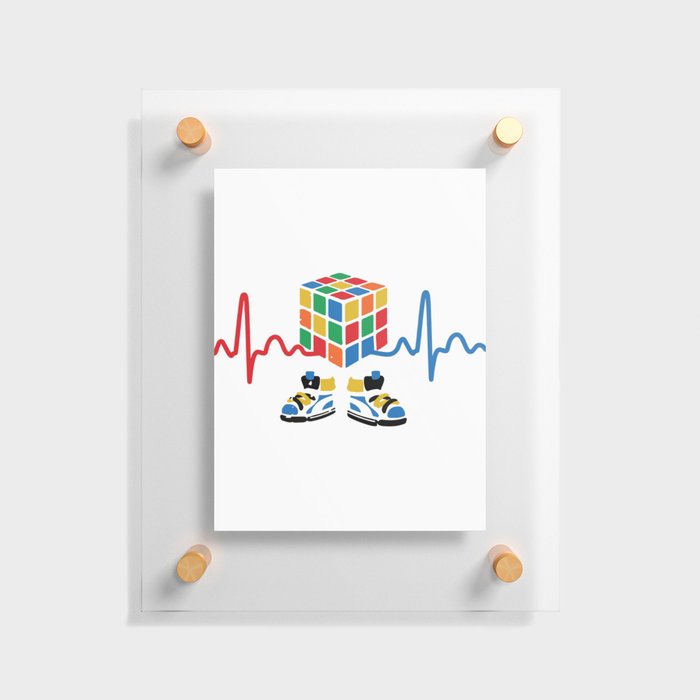 Heartbeat rubik cube / cube lover / cube game Floating Acrylic Print