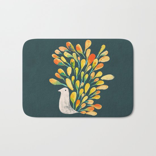 Watercolor Peacock Bath Mat