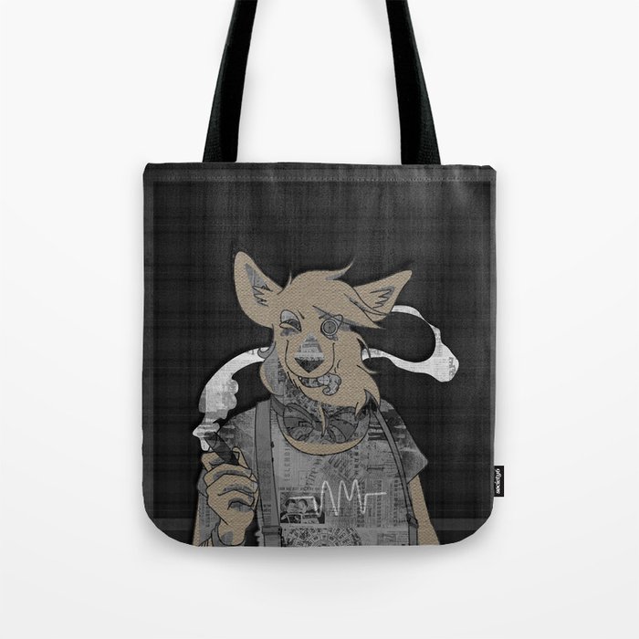 Hipster Fox mixed media digital art collage Tote Bag