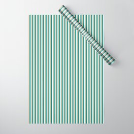 [ Thumbnail: Tan, Dark Cyan, and Light Cyan Colored Striped Pattern Wrapping Paper ]