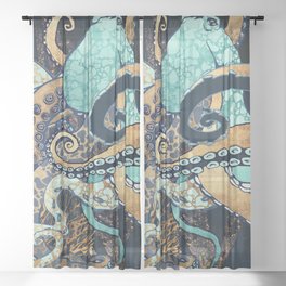 Metallic Octopus II Sheer Curtain
